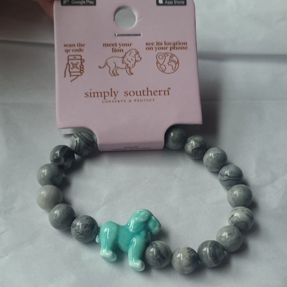 Simply Southern Jewelry - Simply Southern Tracker Lion Jewelry Bracelet- Gray And Aqua